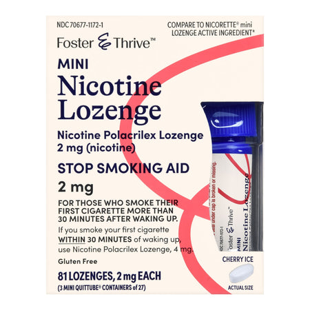 McKesson 70677117201 Foster & Thrive Mini Nicotine Polacrilex Lozenges 2 mg Cherry Ice