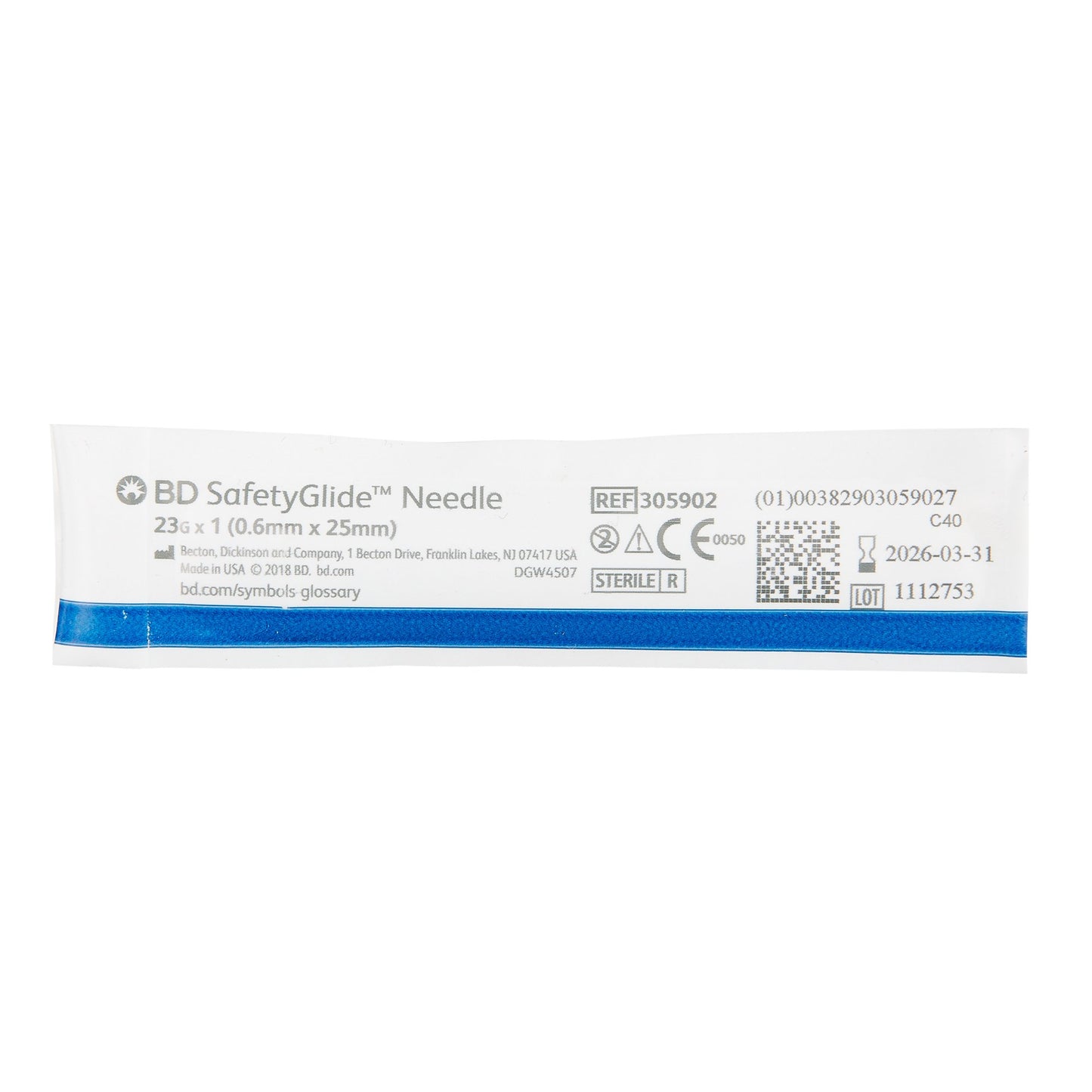 BD 305902 SafetyGlide™ Hypodermic Needle, 23 Gauge, 1 Inch Length