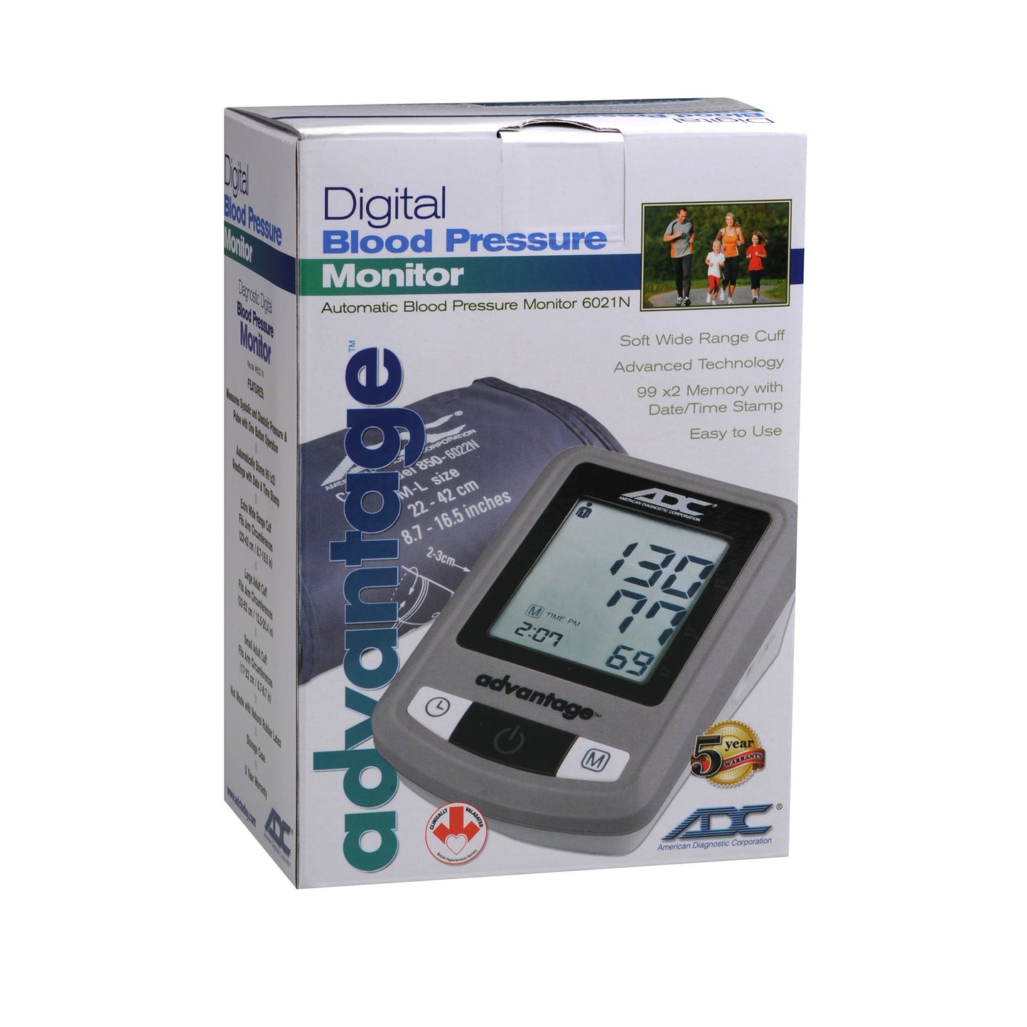 Home Automatic Digital Blood Pressure Monitor Advantage™ 6021N Series Small Adult Cuff Nylon Cuff 17 - 22 cm Desk Model