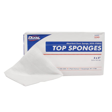 Dukal 5340 Nonwoven Sponge, 4 x 4 Inch, Up to 4 Inch Length, White