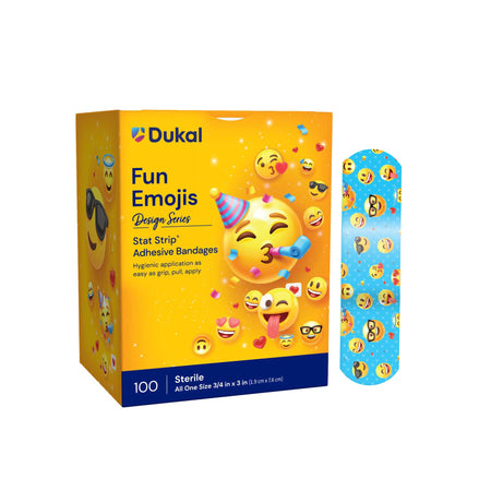 Dukal 15606 American White Cross First Aid Emojis Kid Design Adhesive Strip