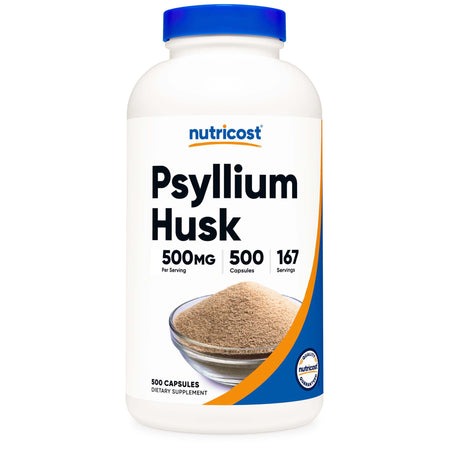 Nutricost NTC056101 Dietary Supplement Psyllium Husk 500 mg Strength Capsule Per Bottle