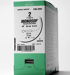 Covidien SN-663G Monosof Nylon Nonabsorbable Suture with Needle, Size 3-0, C-14 Reverse Cutting