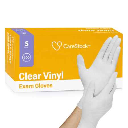 CareStock CS2592 Vinyl Exam Glove, Small, Ivory