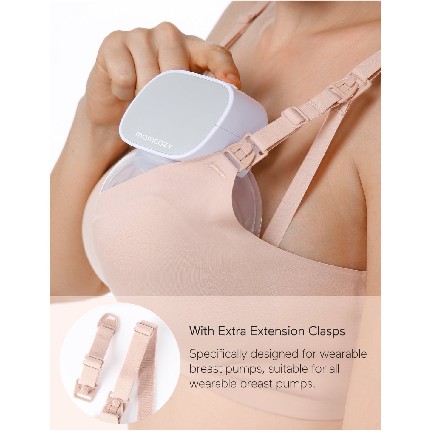 Nursing Bra Momcozy 34 to 36 Inch Chest Medium Beige Back Hook and Eye Closure