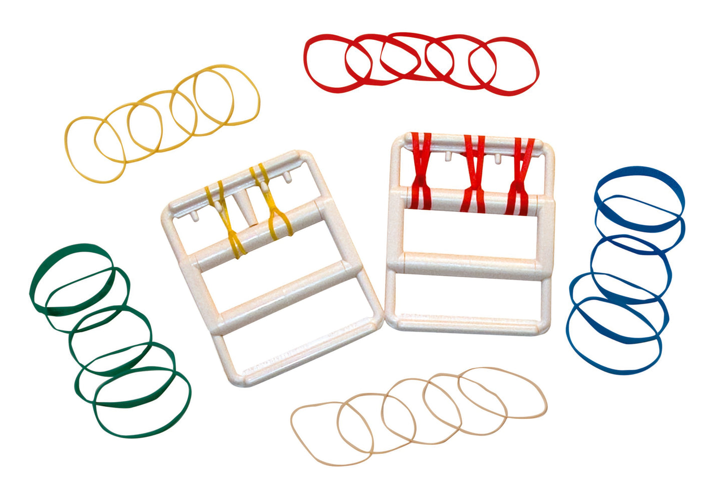 CanDo® Rubber-Band Hand Exerciser, 2X-Light to Heavy Resistance, with 25 Bands