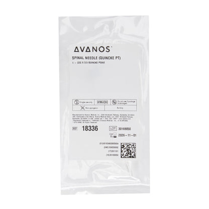 Spinal Needle AVANOS* Quincke Style 22 Gauge 3-1/2 Inch Sterile
