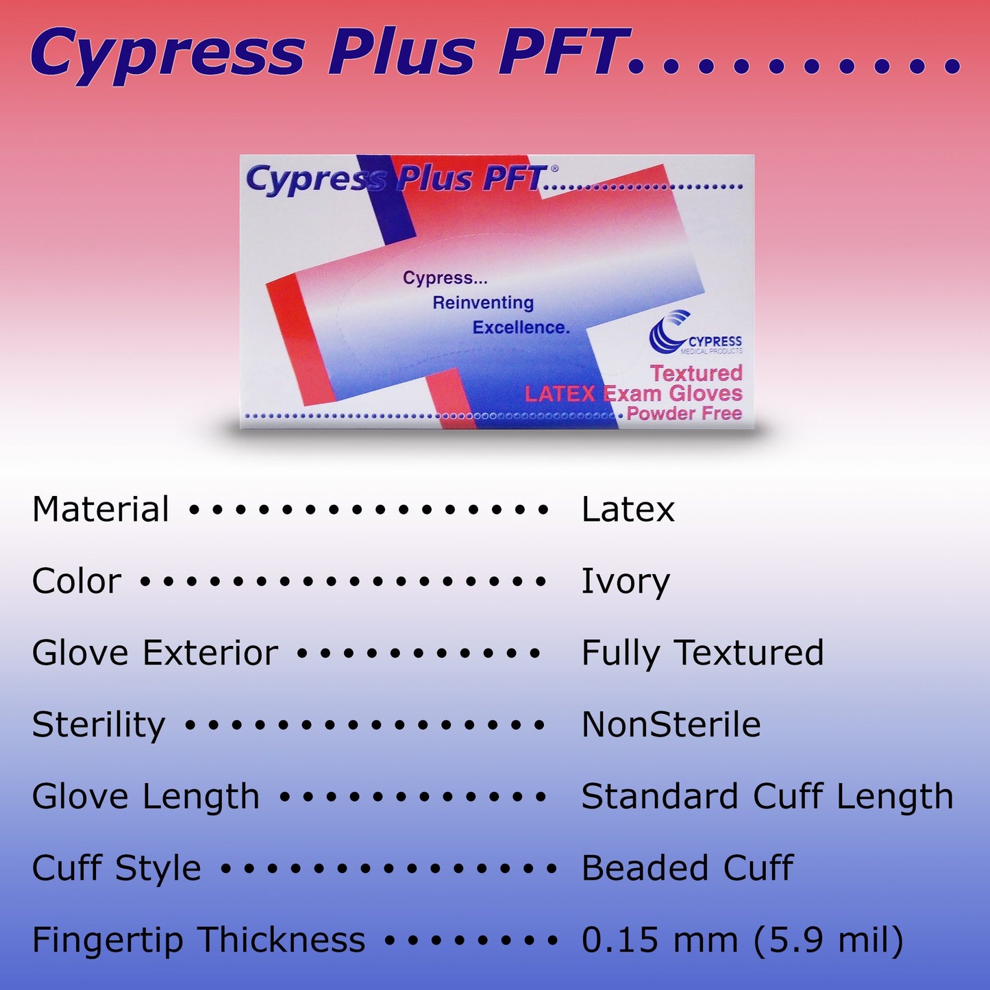 Cypress Plus® PFT Latex Exam Glove, Small, Ivory