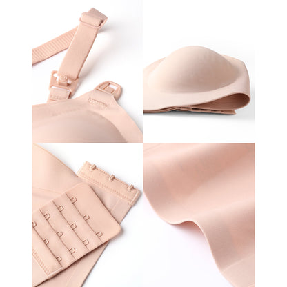 Nursing Bra Momcozy 34 to 36 Inch Chest Medium Beige Back Hook and Eye Closure
