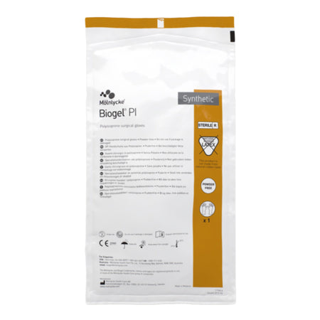 Molnlycke 40865 Biogel PI Polyisoprene Surgical Glove, Size 6.5, Straw Color