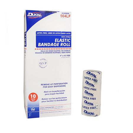 Dukal 504LF Clip Detached Closure Elastic Bandage, 4 Inch x 4-1/2 Yard