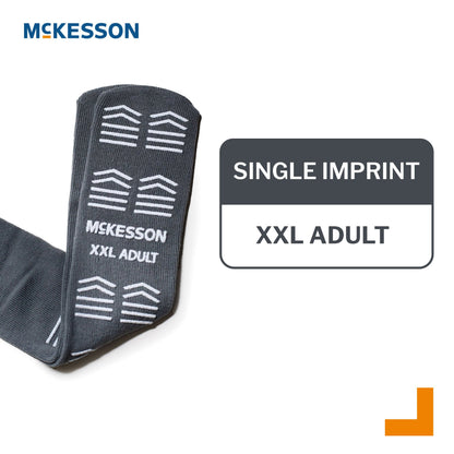 Slipper Socks McKesson Unisex Adult 2X-Large Double Tread Single Patient Use Gray