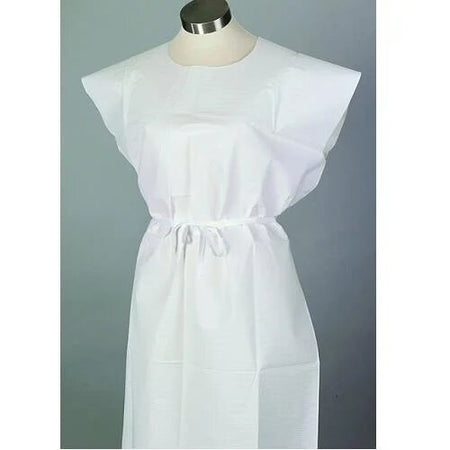 Tidi Patient Exam Gown, T/P/T, 30" x 42", 100/Case, White, Blue