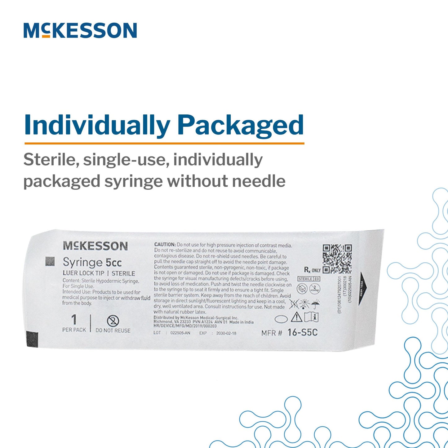 General Purpose Syringe McKesson 5 mL Luer Lock Tip Without Safety