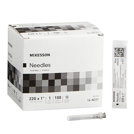 McKesson 16-N221 Hypodermic Needle, 22 Gauge, 1 Inch