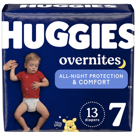Kimberly-Clark 54918 Unisex Baby Diaper Huggies Overnites Size 7 Disposable Heavy