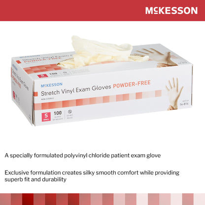 McKesson Stretch Vinyl Exam Glove, Small, Ivory