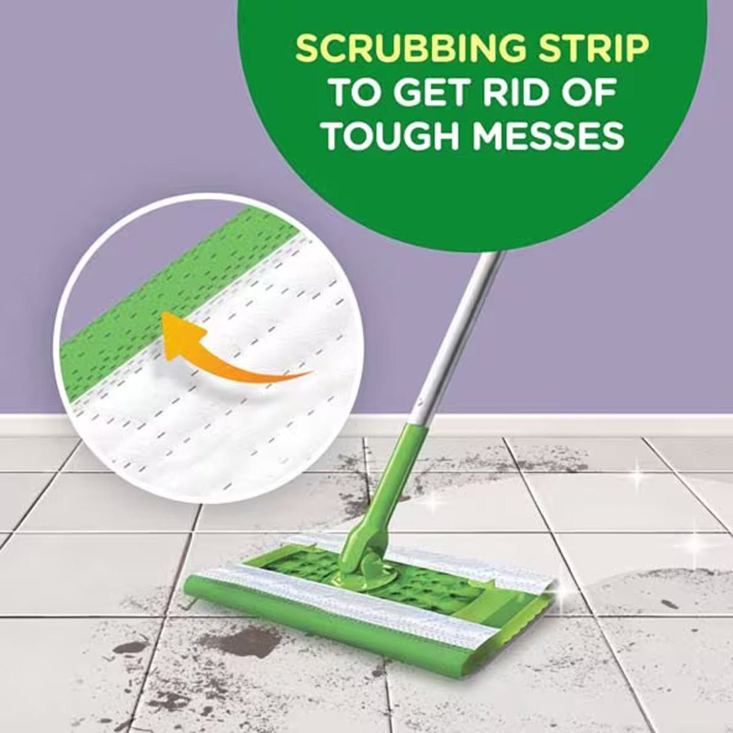 Saturated Wet Mop Pad Swiffer® Wet Bound Edge White Cloth Disposable