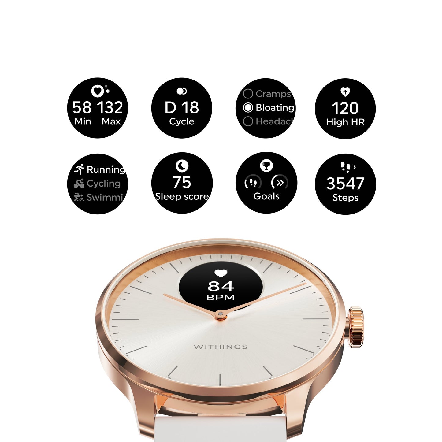 Withings ScanWatch Light Smart Watch, 37mm, Sand