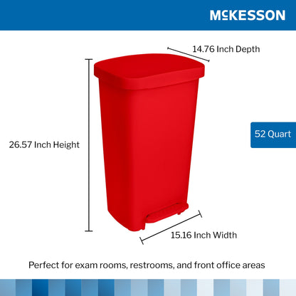 Trash Can McKesson 52 Quart / 13 gal. Red Plastic Rectangular