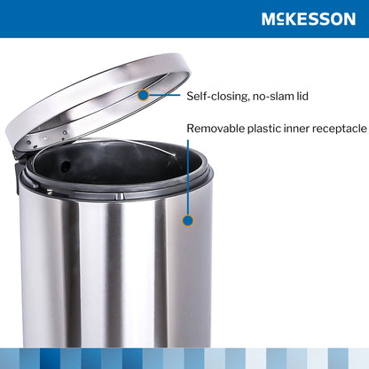 Trash Can McKesson 32 Quart / 8 gal. Silver Metal Round