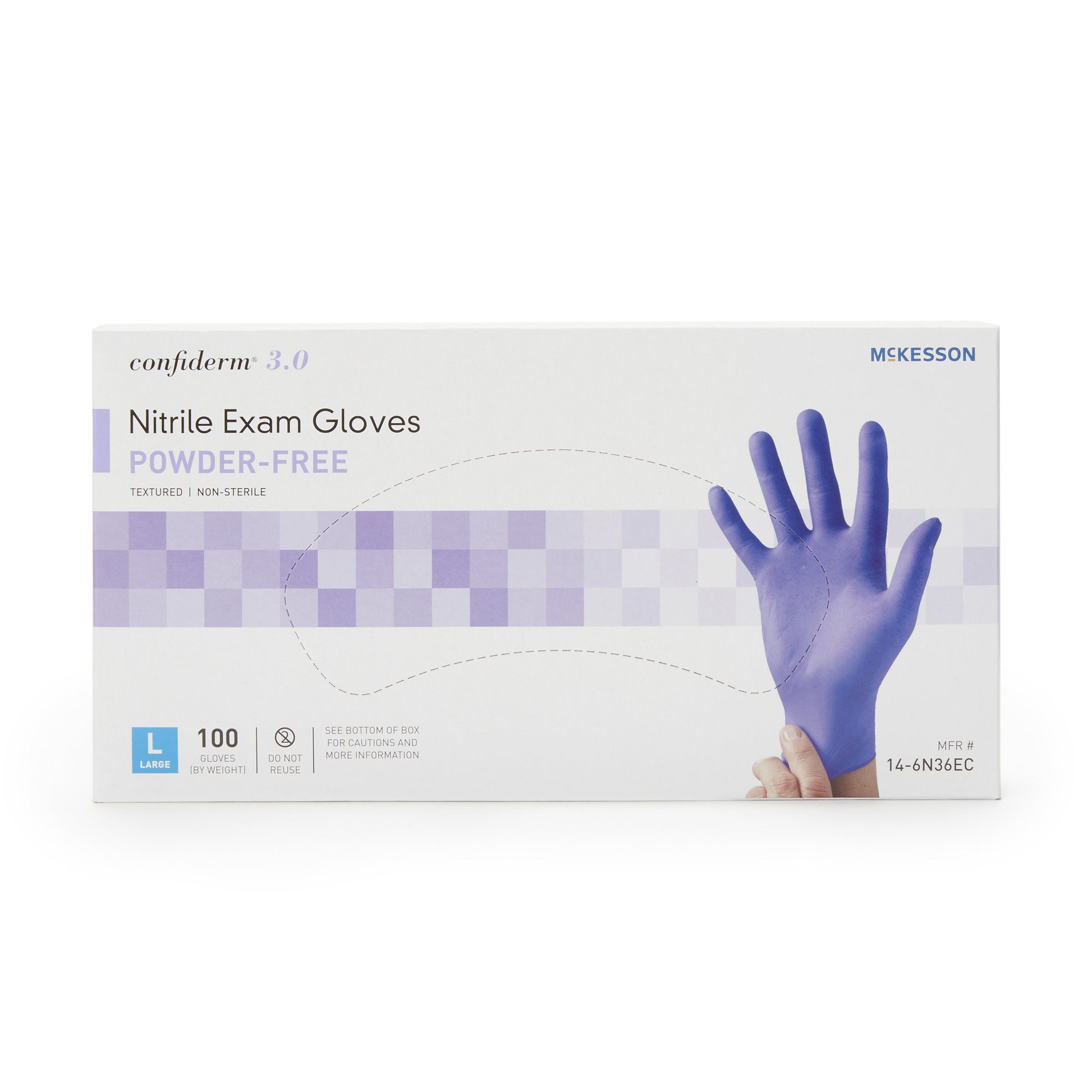 McKesson Confiderm 3.0 Nitrile Exam Glove, Large, Blue by McKesson Brand product image - view 6