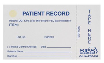 SPS Medical Supply PRC-250 Medical Sterilization Record Card for Tracking Sterilized items to Patient