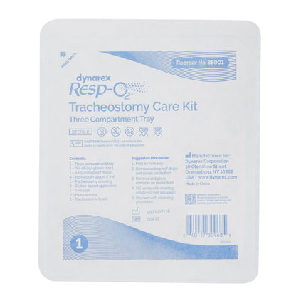 dynarex® Tracheostomy Care Kit, 3 Compartments w/ Vinyl Gloves
