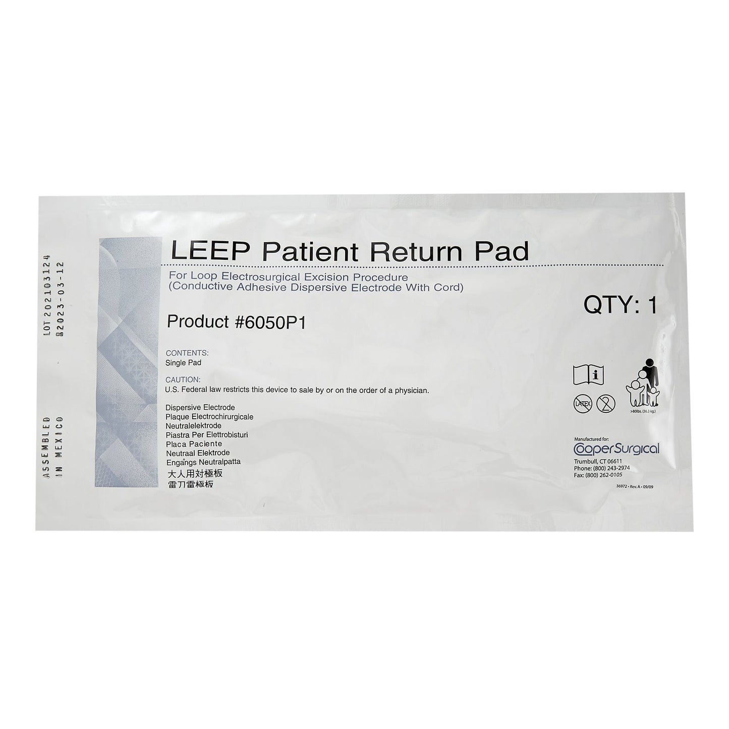 Cooper Surgical Solid Grounding Pad