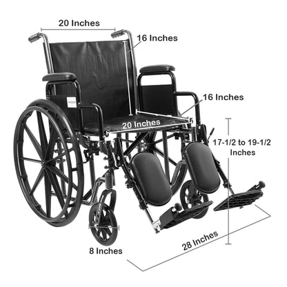McKesson Wheelchair, 20 Inch Seat Width