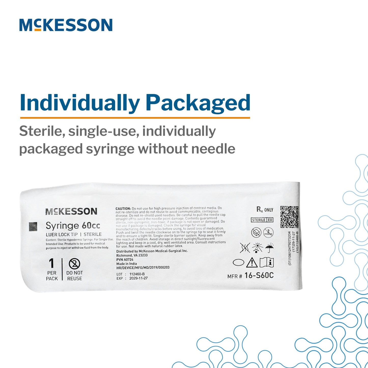 General Purpose Syringe McKesson 60 mL Luer Lock Tip Without Safety