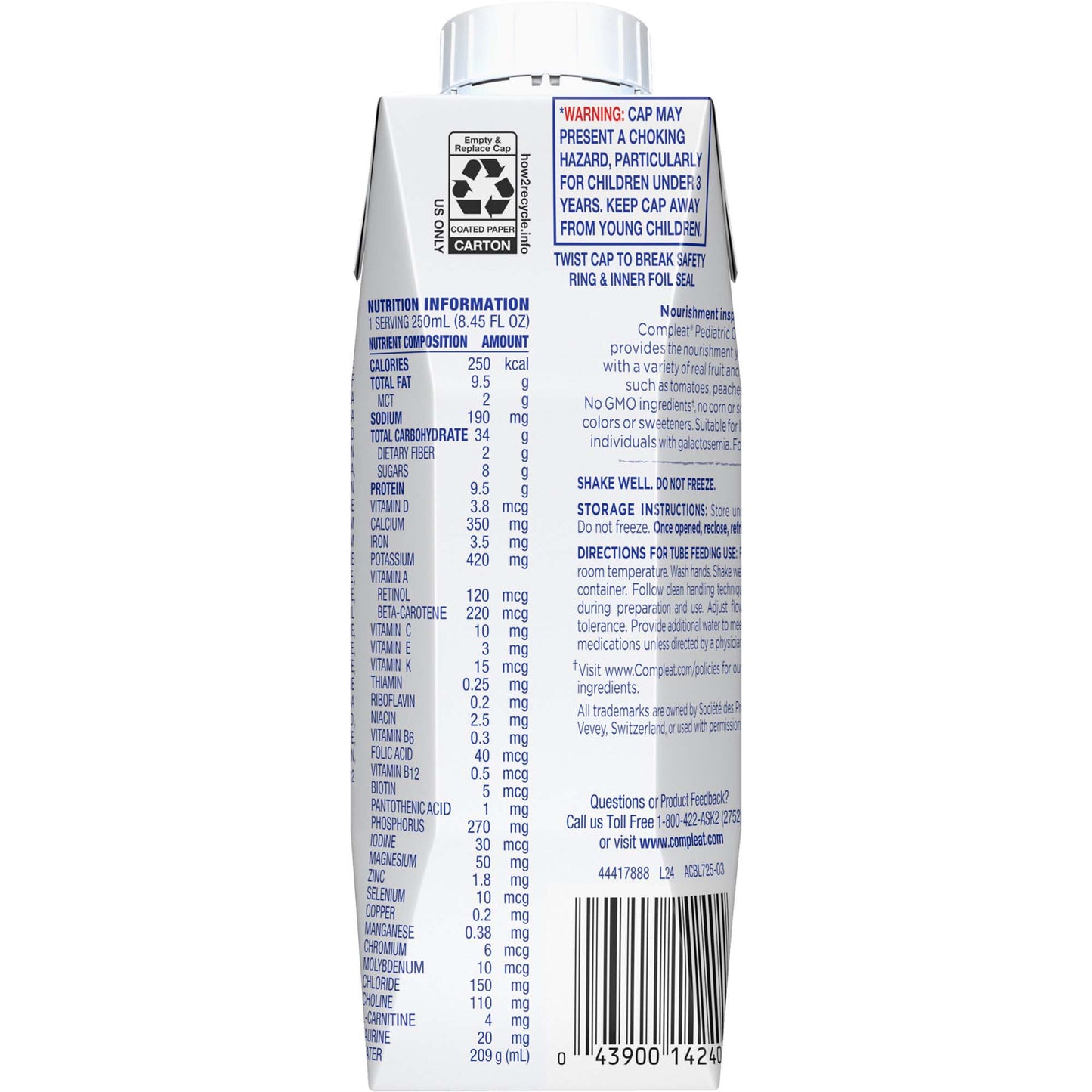 Compleat® Pediatric Ready to Use Pediatric Tube Feed Formula, 8.45-oz. carton