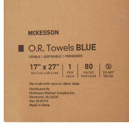 McKesson Sterile Blue O.R. Towel, 17 x 27 Inch