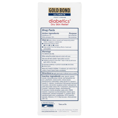 Foot Moisturizer Gold Bond® Ultimate Diabetics' 3.4 oz. Tube Unscented Cream