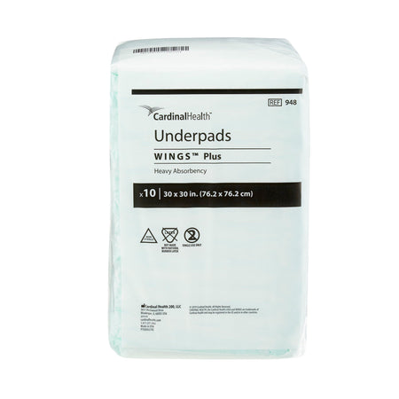 Cardinal 948 Wings Plus Underpads, Disposable, Heavy Absorbency, Beige, 30 X 30 Inch