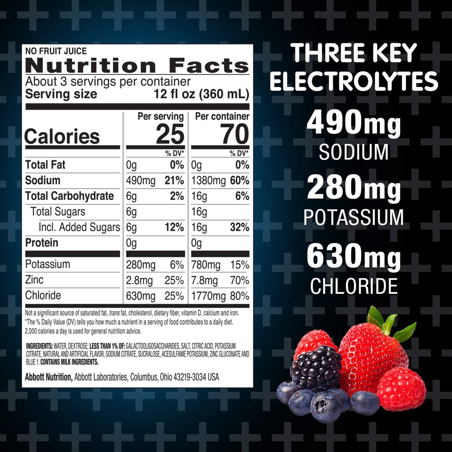 Pedialyte® AdvancedCare™ Plus Berry Frost Electrolyte Solution, 1 Liter Bottle