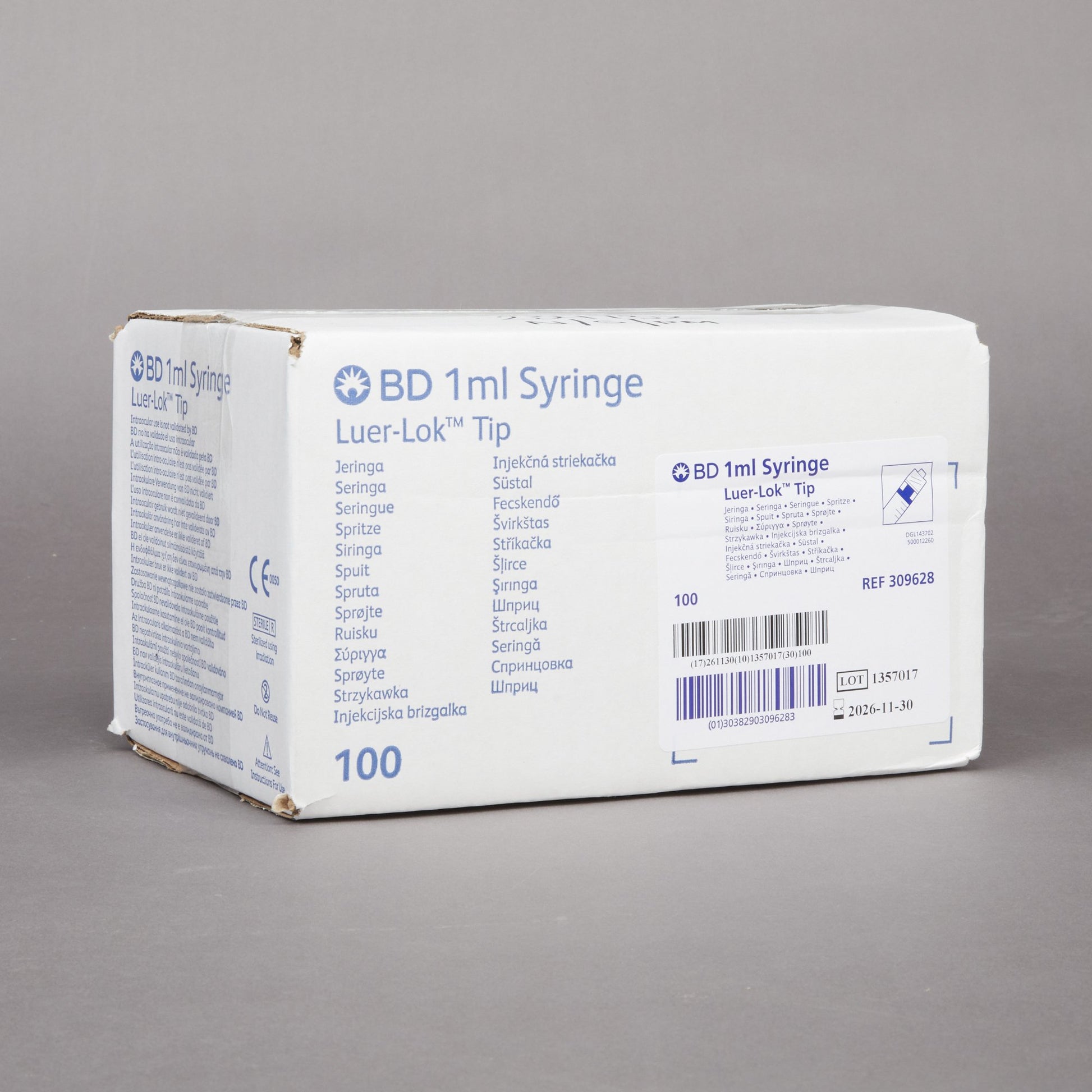 BD 309628 General Purpose Syringe BD Luer-Lok 1 mL Luer Lock Tip Without Safety by BD product image - view 3