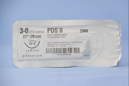 Ethicon Z968H PDS II Polydioxanone Absorbable Suture with Needle, Reverse Cutting Monofilament