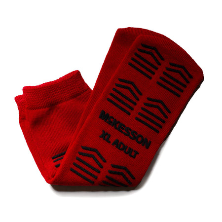 McKesson 16-XL-3811 Slipper Socks Unisex Adult X-Large Double Tread Single Patient Use Red