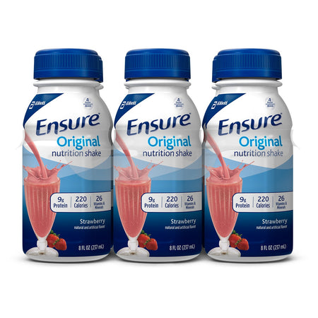 Abbott Nutrition 57234 Ensure Original Nutrition Shake, Strawberry, 8-ounce bottle