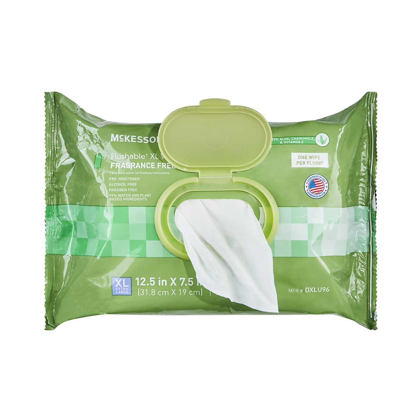 McKesson Flushable* Wet Wipes XL - Unscented, 96 Wet Wipes per Pack