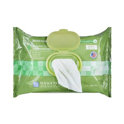 McKesson Flushable* Wet Wipes XL - Unscented, 96 Wet Wipes per Pack