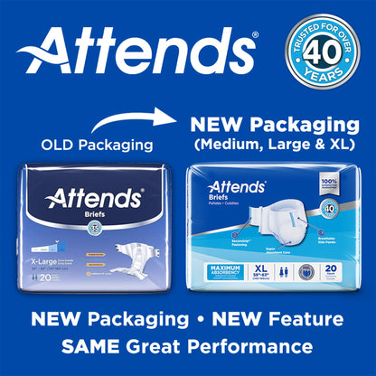 Attends® Briefs, Adult, Large, Heavy Absorbency, Disposable