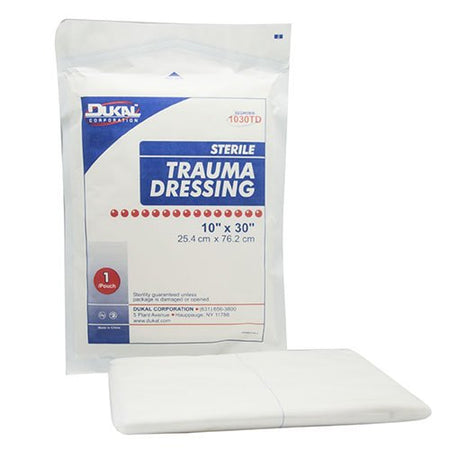 Dukal 1030TD Sterile Trauma Dressing, 10 x 30 Inch, 1-Ply