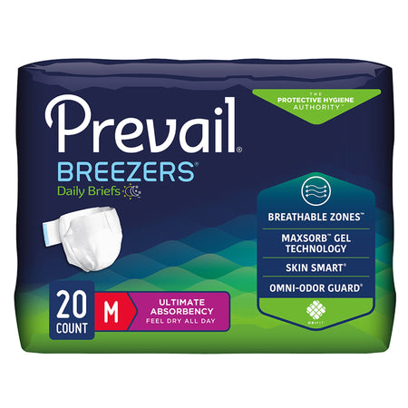 First Quality PVB-012/3 Prevail Breezers Ultimate Absorbency Incontinence Briefs, Medium