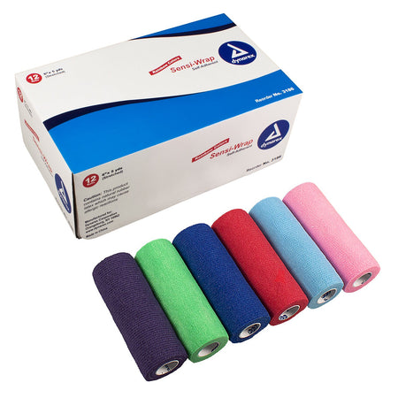 Dynarex 3186 Sensi-Wrap Self-adherent Closure Cohesive Bandage, 6 Inch x 5 Yard