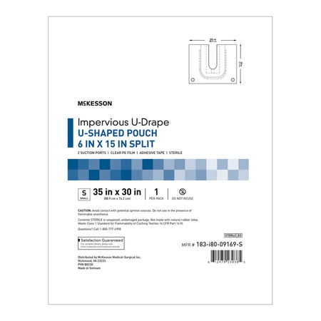 McKesson Sterile U-Drape with Pouch, 35 x 30 Inch