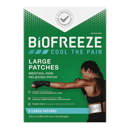 Boxout LLC RKT3210136 Biofreeze Menthol Pain Relief Patches, Large