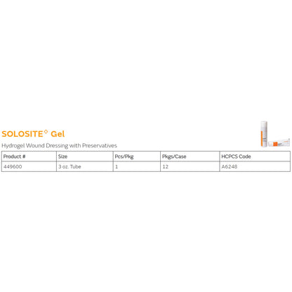 Solosite Hydrogel Dressing, 3-ounce tube