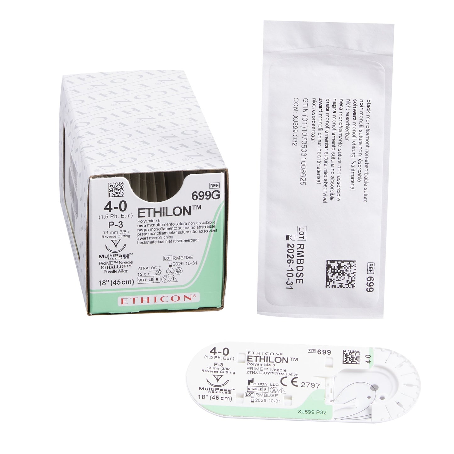 Ethilon™ Suture with Needle, Size 4-0, 13mm